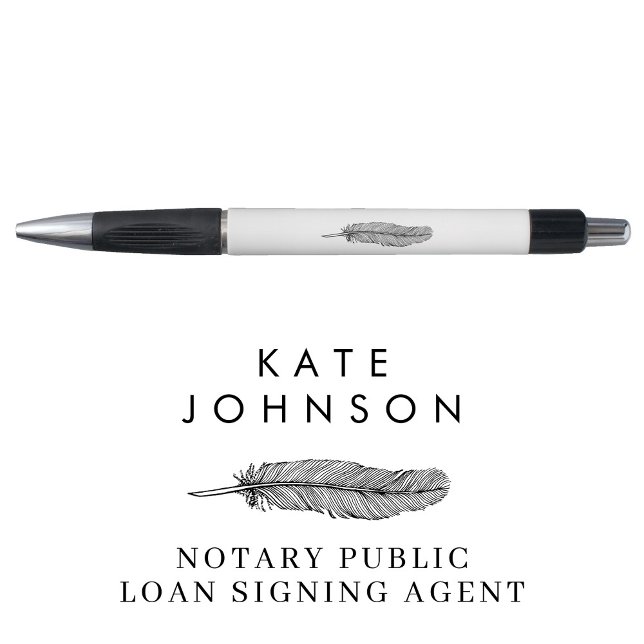 Minimalistisches Notarsignierungs-Agent-Feather Qu Kugelschreiber (Minimalist Notary Signing Agent Feather Quill Logo Pen)