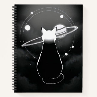Minimalistisches Notizbuch mit umlaufender kosmisc