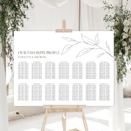 Minimalistisches Olivenblatt Hochzeit 14 Tafelsitz Poster