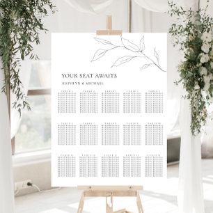 Minimalistisches Olivenblatt Hochzeit 15 Tafelsitz Poster