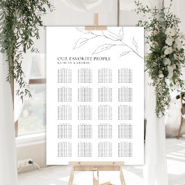 Minimalistisches Olivenblatt Hochzeit 20 Tafelsitz Poster