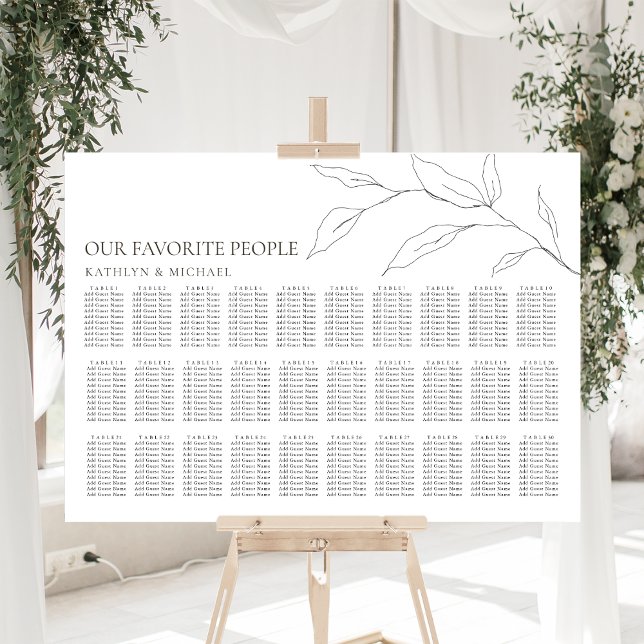 Minimalistisches Olivenblatt Hochzeit 30 Tafelsitz Poster (Von Creator hochgeladen)
