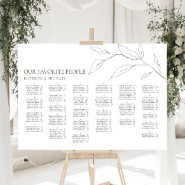 Minimalistisches Olivenblatt Hochzeit Alphabetisch Poster