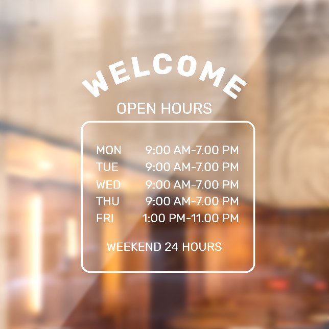 Minimalistisches Open-Hours Café mit eigener Marke Fensteraufkleber (Blatt 2)