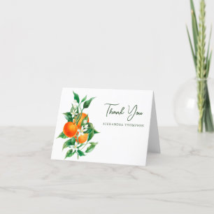 Minimalistisches Orange Frucht Botanisches Brautpa Dankeskarte