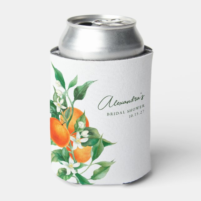 Minimalistisches Orange Frucht Botanisches Brautpa Dosenkühler (Kanne Vorderseite)