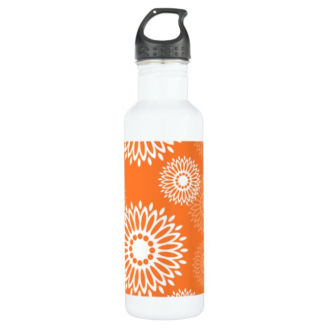Minimalistisches Orange Mandala Geometrisches Must Edelstahlflasche (Vorderseite)