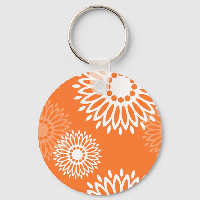 Minimalistisches Orange Mandala Geometrisches Must Schlüsselanhänger (Vorderseite)