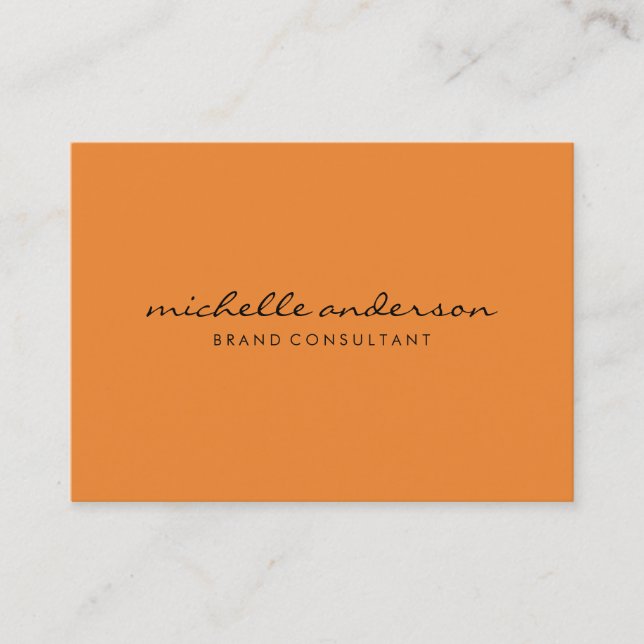 Minimalistisches Orange mit kursivem Text Visitenkarte (Vorderseite)
