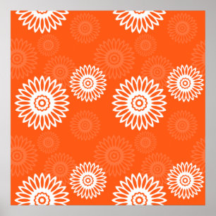 Minimalistisches Orangen-Tangerinen-Gänseblümchen- Poster