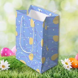 Minimalistisches Osterblau, Grün und Gelb Mittlere Geschenktüte