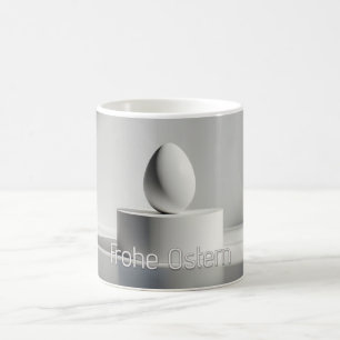 Minimalistisches Osterei auf modernem Podest Kaffeetasse