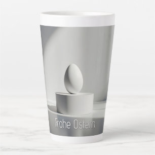 Minimalistisches Osterei auf modernem Podest Milchtasse
