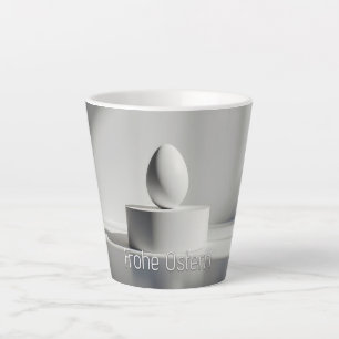 Minimalistisches Osterei auf modernem Podest Milchtasse