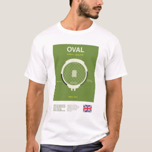 Minimalistisches Oval-Cricket-Gelände-Linien-Print T-Shirt