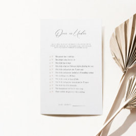 Minimalistisches Over oder Under Brautparty Game