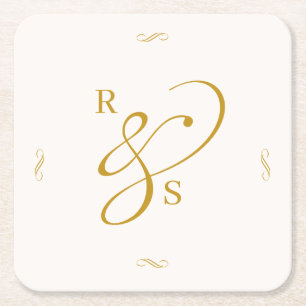 Minimalistisches Paar-Monogramm Rechteckiger Pappuntersetzer