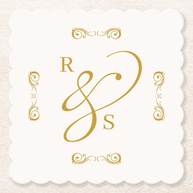 Minimalistisches Paar-Monogramm Untersetzer (Vorderseite)