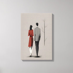 Minimalistisches Paar Wandern und moderne Kunst Leinwanddruck
