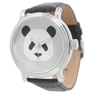 Minimalistisches Panda-Muster - leicht grau Armbanduhr