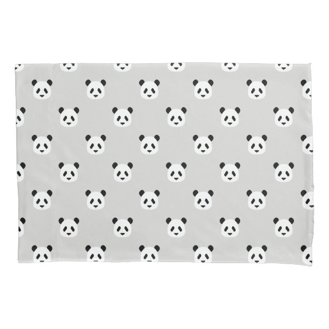 Minimalistisches Panda-Muster - leicht grau Kissenbezug (Vorderseite)