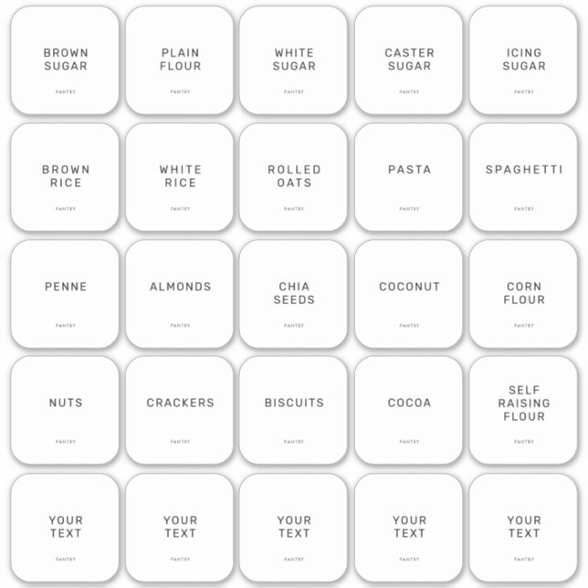 Minimalistisches Pantry 25 Pack-Set Aufkleber (Vorderseite)