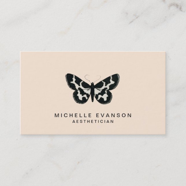 Minimalistisches Peach Butterfly-Logo Visitenkarte (Vorderseite)