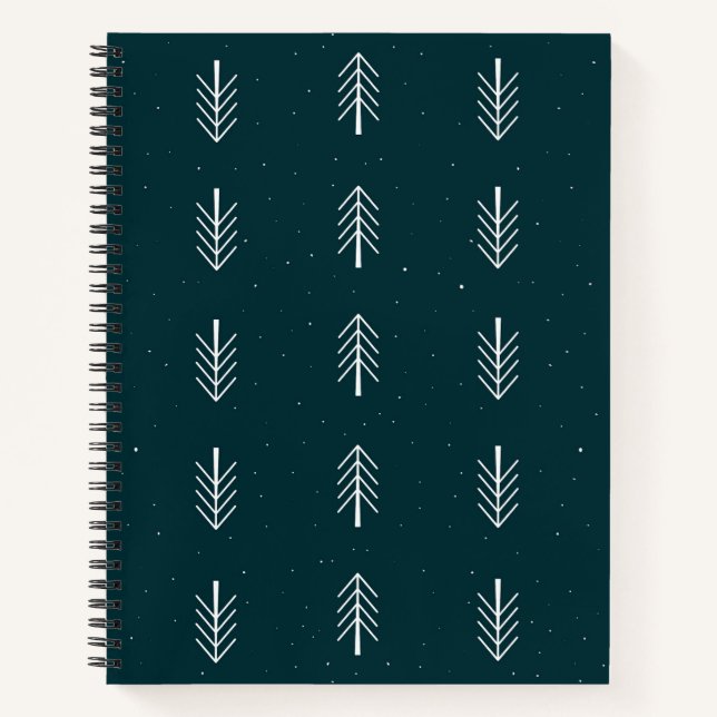 Minimalistisches Pine Leaf Muster Spiral Notebook Notizbuch (Vorderseite)