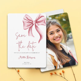 Minimalistisches Pink Bow Quinceañera Foto Save The Date