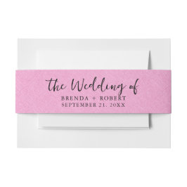 Minimalistisches Pink Linen Textur Schwarze Skript Einladungsbanderole