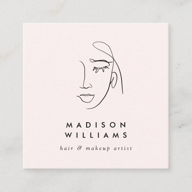 Minimalistisches Pink-Makeup-Künstler-Hautpflege Quadratische Visitenkarte (Vorderseite)