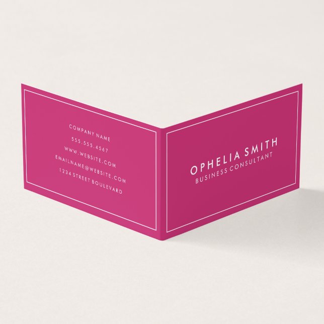 Minimalistisches Pink mit weißer Grenze Visitenkarten (Vorderseite)