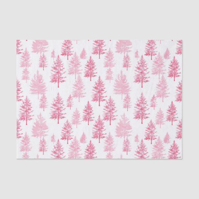 Minimalistisches Pink Pine Trees Tissue Paper Seidenpapier (Vorderseite)