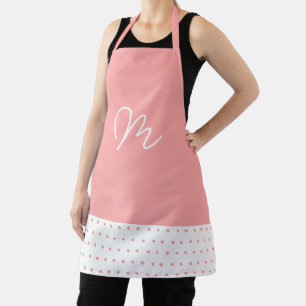 Minimalistisches Pink und Weiß Monogramm Schürze