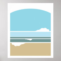 Minimalistisches Plakat für Surfen und Sky