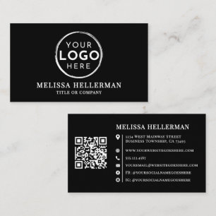 Minimalistisches professionelles Logo QR Code Schw Visitenkarte