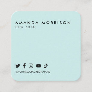 Minimalistisches Professionelles Social Media Mint Quadratische Visitenkarte