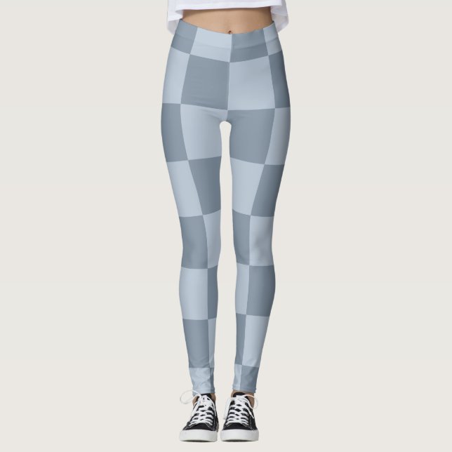 Minimalistisches Puderblau-Schachbrettmuster Leggings (Vorderseite)