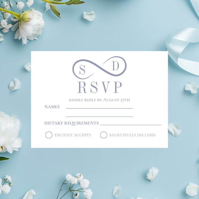 Minimalistisches Pulver Blue UAWG RSVP Karte (Infinity Minimalist Powder Blue RSVP
)