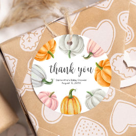 Minimalistisches Pumpkin Fall Baby Dusche Runde Geschenkanhänger