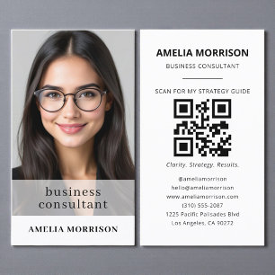 Minimalistisches QR Code Foto für Unternehmensbera Visitenkarte