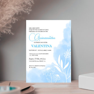 Minimalistisches Quinceanera-Aquarellbaby Einladung
