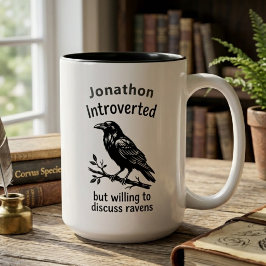 Minimalistisches Rabenliebhaber-Geschenk Introvert Zweifarbige Tasse