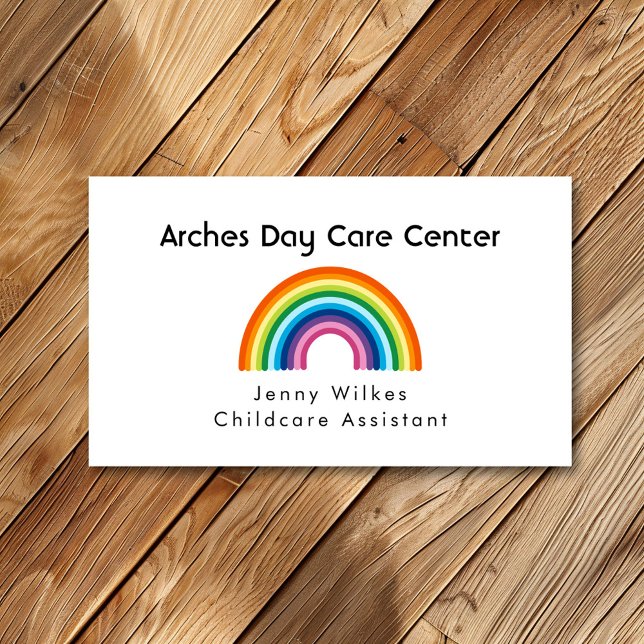 Minimalistisches Rainbow Daycare Center Babysittin Visitenkarte (Von Creator hochgeladen)