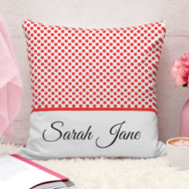 Minimalistisches Red Polka-Dots-Skript Kissen