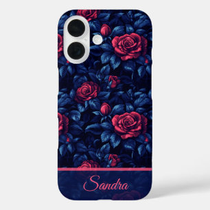 Minimalistisches Rentengeschenk Rosenblume Name iPhone 16 Hülle