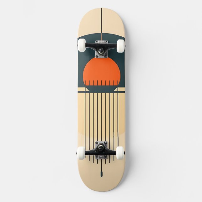 Minimalistisches Retro-Grafikdesign Skateboard (Vorderseite)