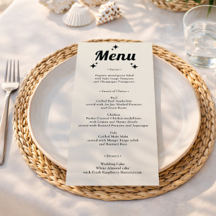 Minimalistisches Retro-Hochzeitsmenü Menükarte