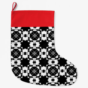 Minimalistisches Retro-Karomuster – monochromes De Großer Weihnachtsstrumpf
