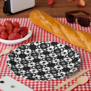 Minimalistisches Retro-Karomuster – monochromes De Pappteller